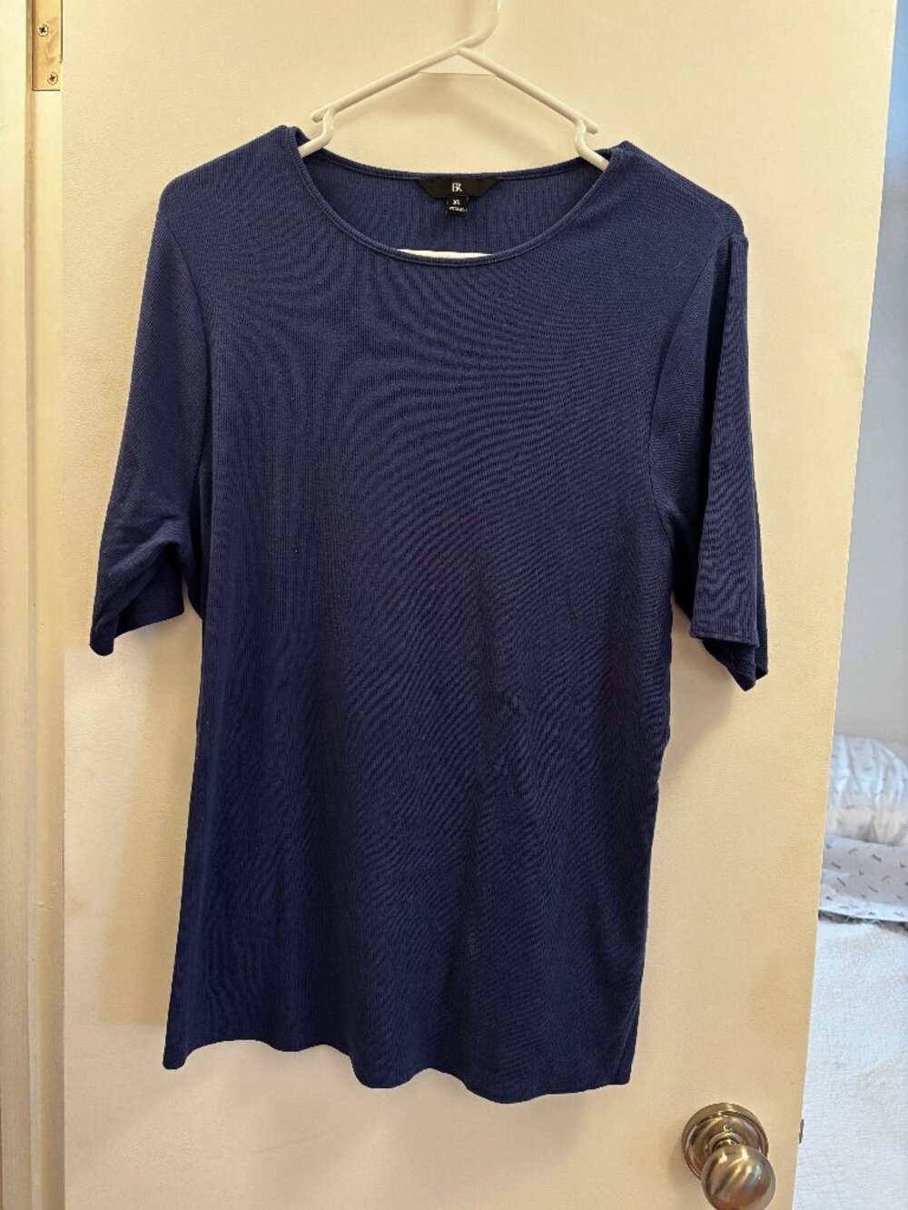 Banana Republic Dark Blue Ribbed Elbow-Sleeve T-Shirt in Starry Sky Size XL